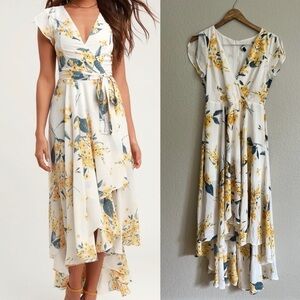 Lulu's Floral Dress with Waist Tie